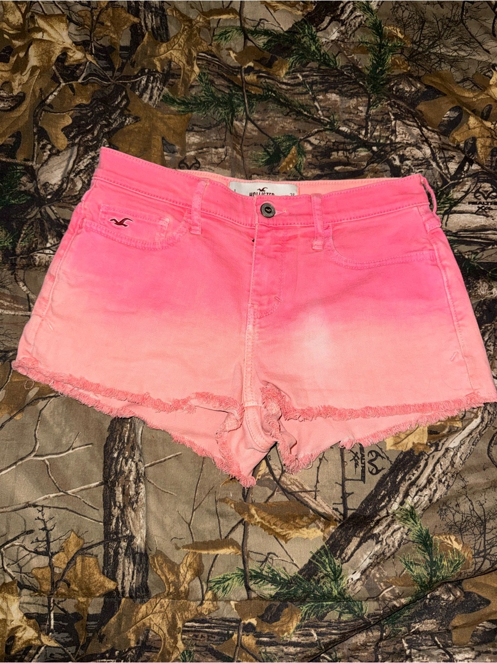Hollister Pink Ombre Frayed Denim Cutoff Shorts